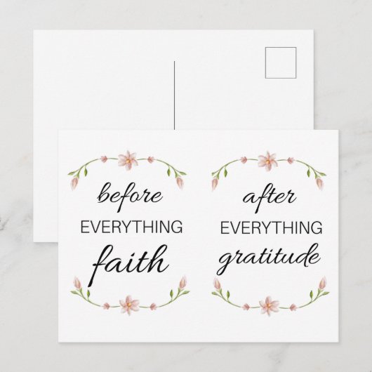 Voor alles GELOOF Na alles DANKBAARHEID Briefkaart (Voorkant / Achterkant)