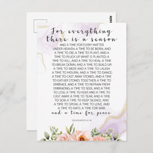 Voor alles is er een tijd, Prediker 3:1-8 Briefkaart (Voorkant / Achterkant)