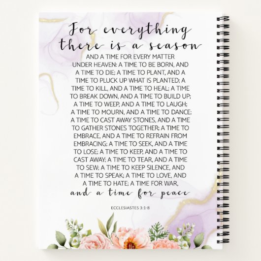 Voor alles wat er is, ecclesiastes 3:1-8 notitieboek (Achterkant)