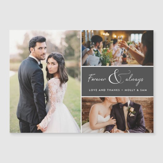 Voor altijd 3 foto bruiloft dank u (Voorkant)