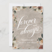 Voor altijd & altijd Boho Beige Bloemenbruiloft Aankondiging (Voorkant)