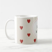 "Voor altijd & altijd" Minimalistisch rood hartpat Koffiemok (Links)
