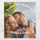 Voor altijd & altijd paar aangepaste foto en naam wijn etiket (Enkel label)