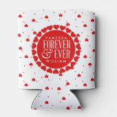 Voor altijd & altijd Rode & Witte Harten Cirkel Blikjeskoeler (Achterkant)