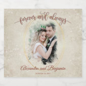 Voor altijd + altijd Waterverf effect fotosjabloon Sparkling Wijnetiket (Enkel label)