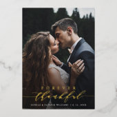 Voor altijd bedankt Gold Foil Weddenschap Hartelij Folie Uitnodiging (Voorkant)