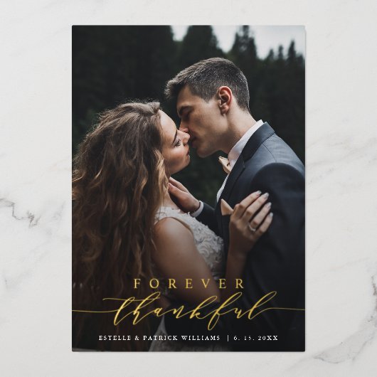 Voor altijd bedankt Gold Foil Weddenschap Hartelij Folie Uitnodiging (Voorkant)