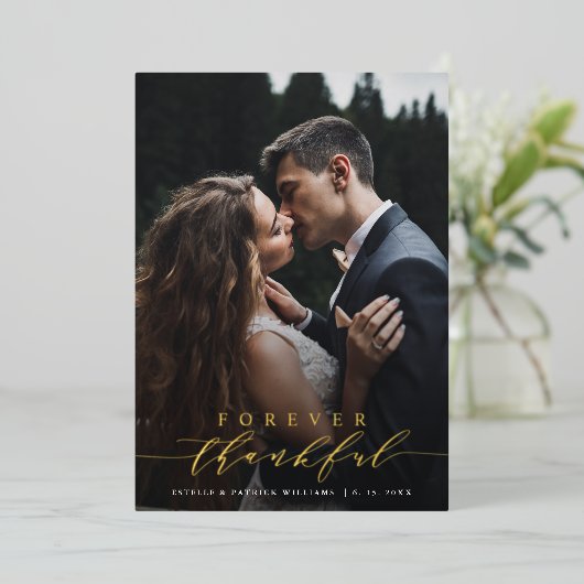 Voor altijd bedankt Gold Foil Weddenschap Hartelij Folie Uitnodiging (Staand Voorkant)