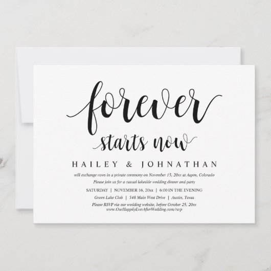 Voor altijd begint nu een bruiloft met een opkomst kaart (Voorkant)