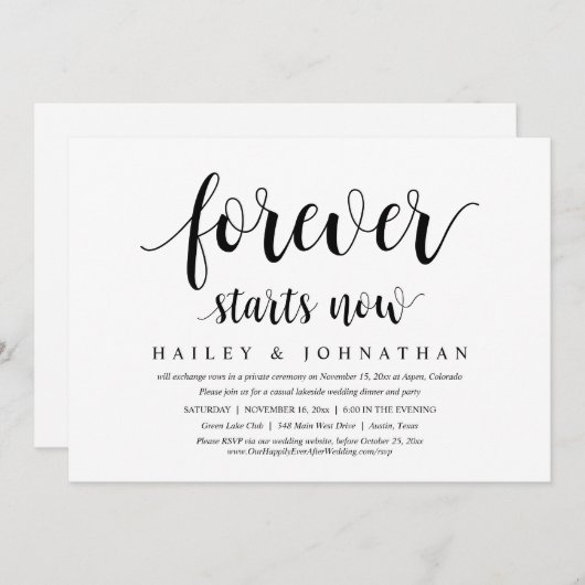 Voor altijd begint nu een bruiloft met een opkomst kaart (Voorkant / Achterkant)