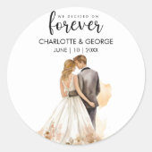 Voor altijd bruiloft bruid bruidegom terug Waterve Ronde Sticker (Voorkant)