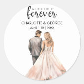 Voor altijd bruiloft bruid bruidegom terug Waterve Ronde Sticker (Voorkant)
