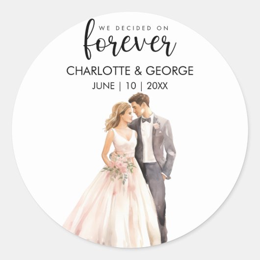 Voor altijd bruiloft bruid bruidegom terug Waterve Ronde Sticker (Voorkant)