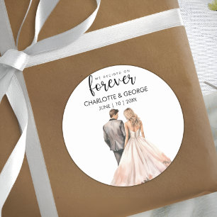 Voor altijd bruiloft bruid bruidegom terug Waterve Ronde Sticker