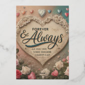 Voor altijd bruiloft Jubileum Folie Uitnodiging (Achterkant)