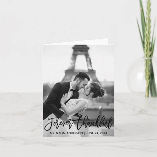 Voor altijd Dankbaar Borstelschrift Bruiloft Moder Bedankkaart (Voorkant)