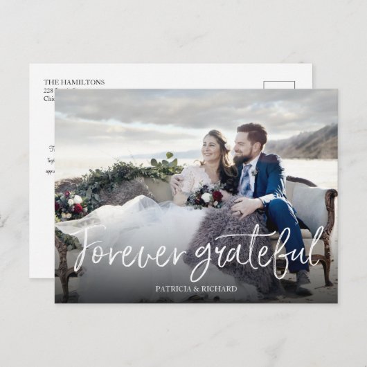 Voor altijd dankbaar Chic bruiloft Dank u Foto Briefkaart (Voorkant / Achterkant)