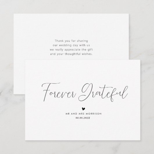 VOOR ALTIJD DANKBAAR | elegante trouw dankkaart Bedankkaart (Voorkant / Achterkant)