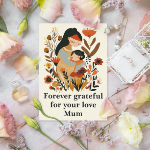 Voor altijd Dankbaar Moeder Dochter Liefde Bloemen Briefkaart