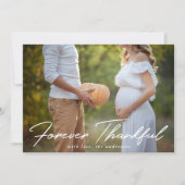 Voor altijd Dankbaar Script Oranje Foto Thanksgivi Feestdagenkaart (Voorkant)