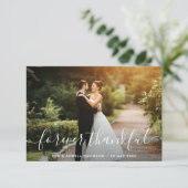 Voor altijd dankbaar trendy mooie foto bruiloft bedankkaart (Staand voorkant)