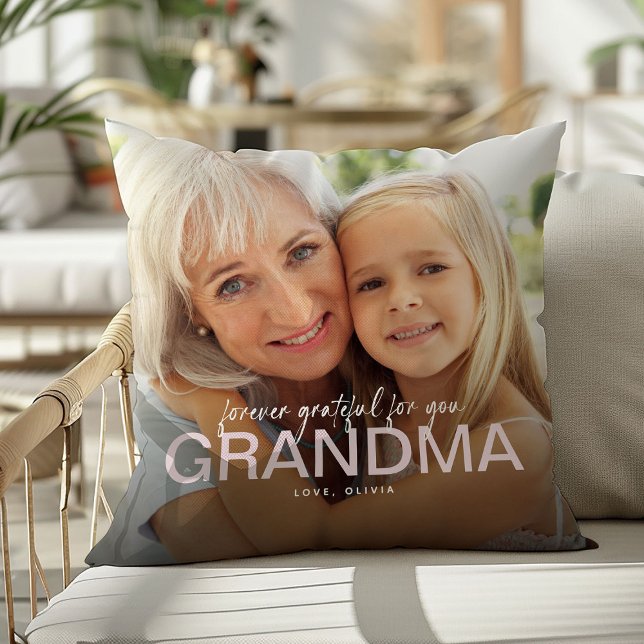 'Voor altijd dankbaar voor jou oma' foto-aandenken Kussen (Creator heeft geüpload)
