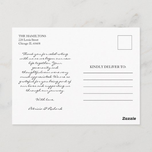 Voor altijd dankbare eenvoudige bruiloft dank u Fo Briefkaart (Achterkant)