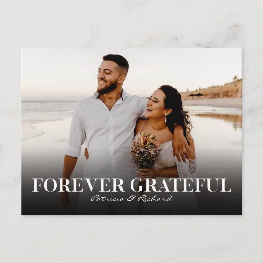 Voor altijd dankbare eenvoudige bruiloft dank u Fo Briefkaart (Voorkant)