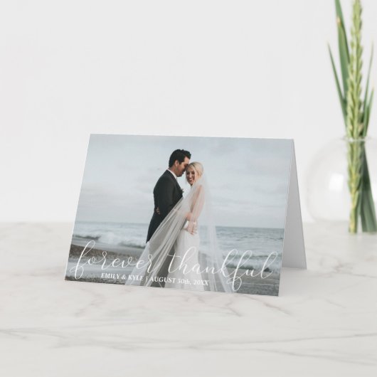 VOOR ALTIJD DANKBARE witte trouwfoto Kaart (Voorkant)