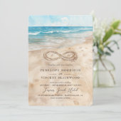 Voor altijd door de Zee Beach bruiloft uitnodiging (Staand voorkant)