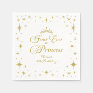 Voor altijd een prinses Gouden prinses 4e verjaard Servet