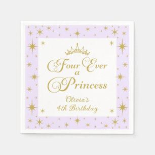 Voor altijd een prinses Gouden prinses 4e verjaard Servet