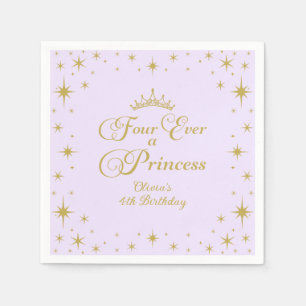 Voor altijd een prinses Gouden prinses 4e verjaard Servet