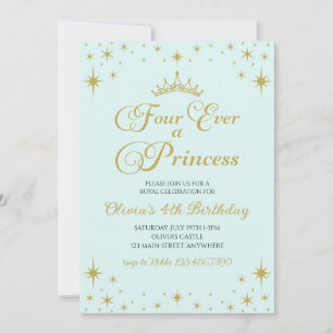 Voor altijd een prinses Koninklijk 4e verjaardagsf Kaart