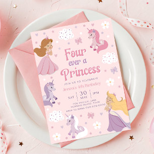 Voor altijd een prinses uitnodiging. Vier keer een Kaart