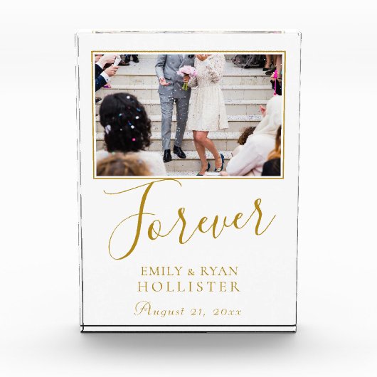 Voor altijd Elegant Gouden Script Bruiloft Fotoblokken (Voorkant)