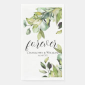 Voor altijd Elegante Groene Botanicals Bruiloft Servet (Voorkant)