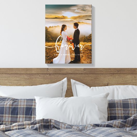 Voor altijd elegante ontwerp overlay bruiloft foto canvas afdruk (Insitu (Slaapkamer))