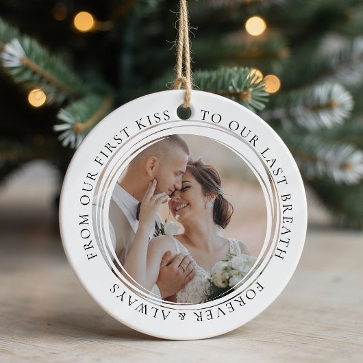Voor altijd en altijd bruiloft Jubileum Foto Keramisch Ornament