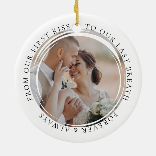 Voor altijd en altijd bruiloft Jubileum Foto Keramisch Ornament (Achterkant)