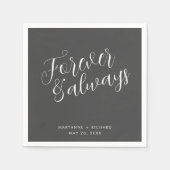 Voor altijd en altijd script grijs bruiloft servet (Voorkant)