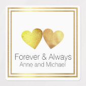Voor altijd en altijd, twee faux gouden harten bru labels (Design 2)