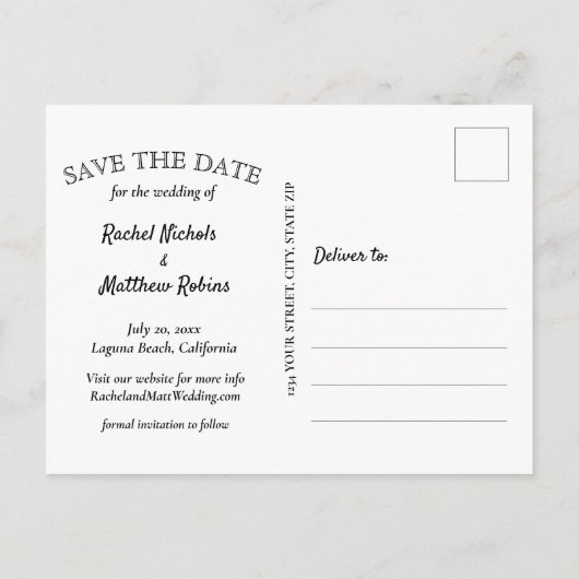 Voor altijd en altijd Wit Weddenschap van de Tekst Aankondigingskaart (Achterkant)