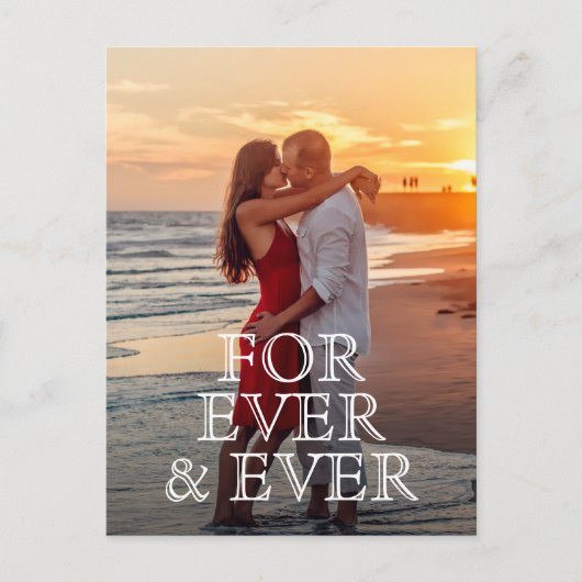 Voor altijd en altijd Wit Weddenschap van de Tekst Aankondigingskaart (Voorkant)