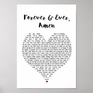 Voor altijd en Oost Amen Heart Song Lyric Print