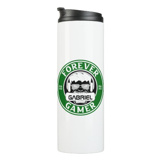 Voor altijd gamer, persoonlijke naam afdrukken thermosbeker (Geroteerd rechts)