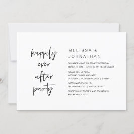 Voor altijd gelukkig, bruiloft intiem diner kaart