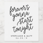 Voor altijd | Gepersonaliseerde bruiloft wijn labe Wijn Etiket (Enkel label)