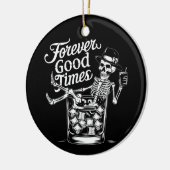 Voor altijd goede tijd grappige halloween schedel keramisch ornament (Links)