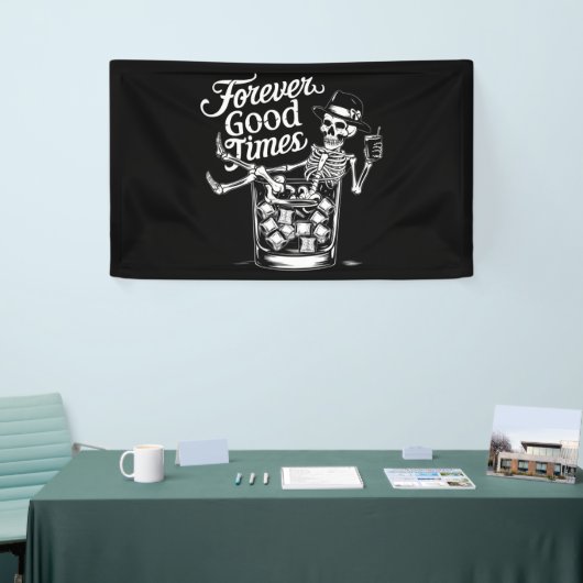 Voor altijd goede tijd grappige halloween schedel spandoek (Beurs)